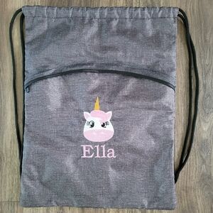 Thirty-One White and Gray Drawstring Bag
